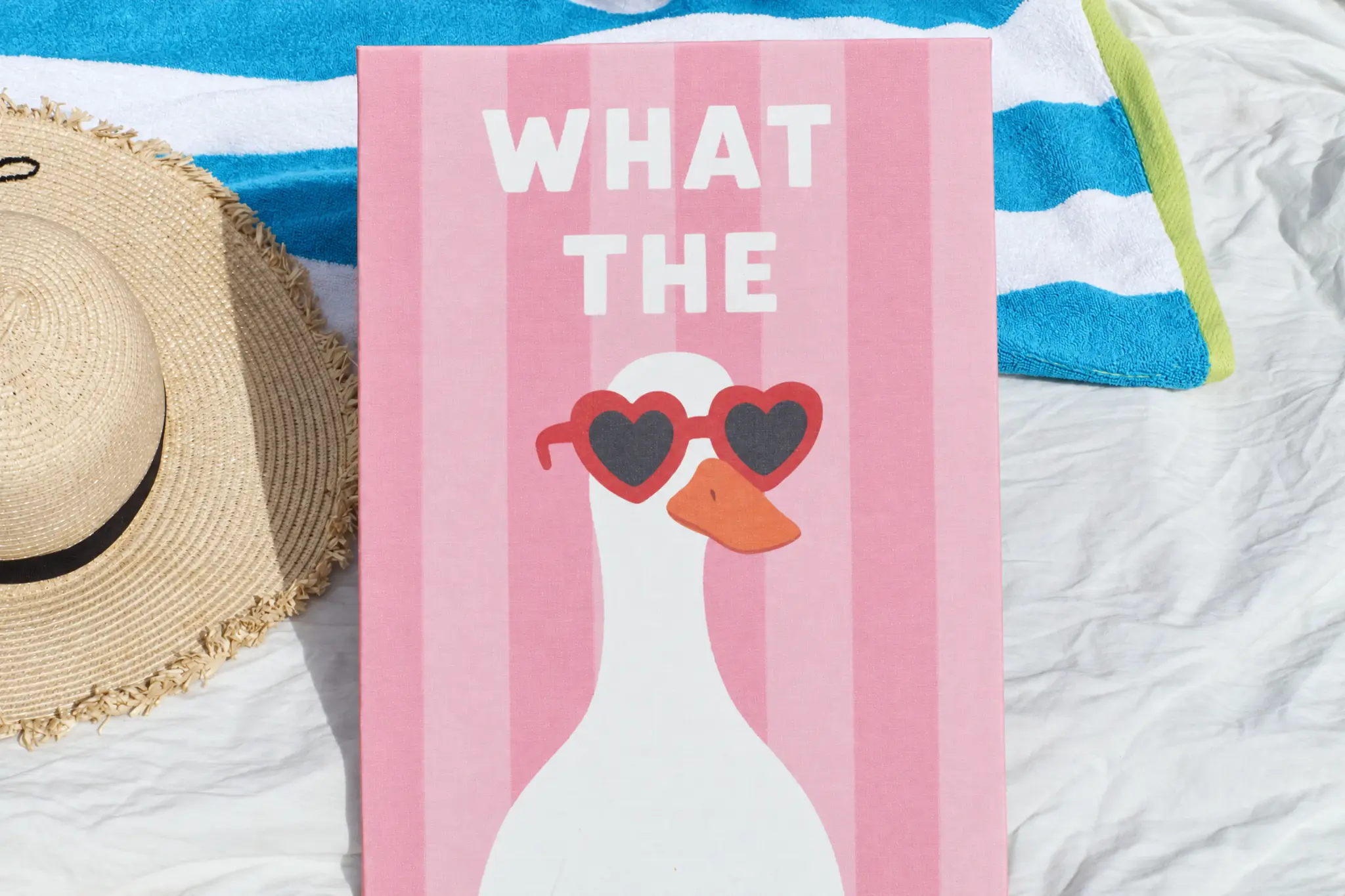 What the Duck canvas kit, featuring a duck in heart-shaped sunglasses