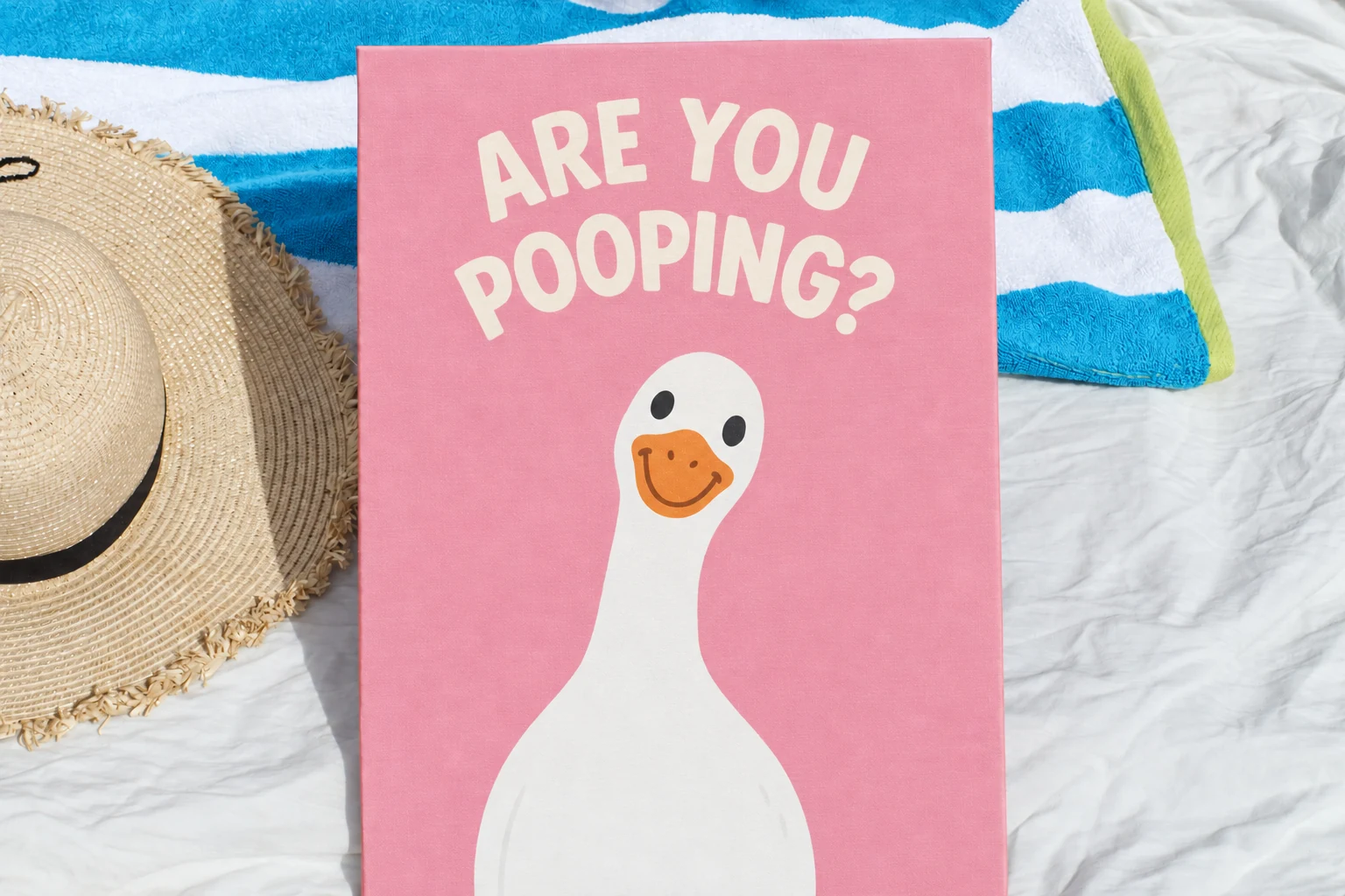 Silly Goose Canvas: a smiling white goose on pink with playful lettering