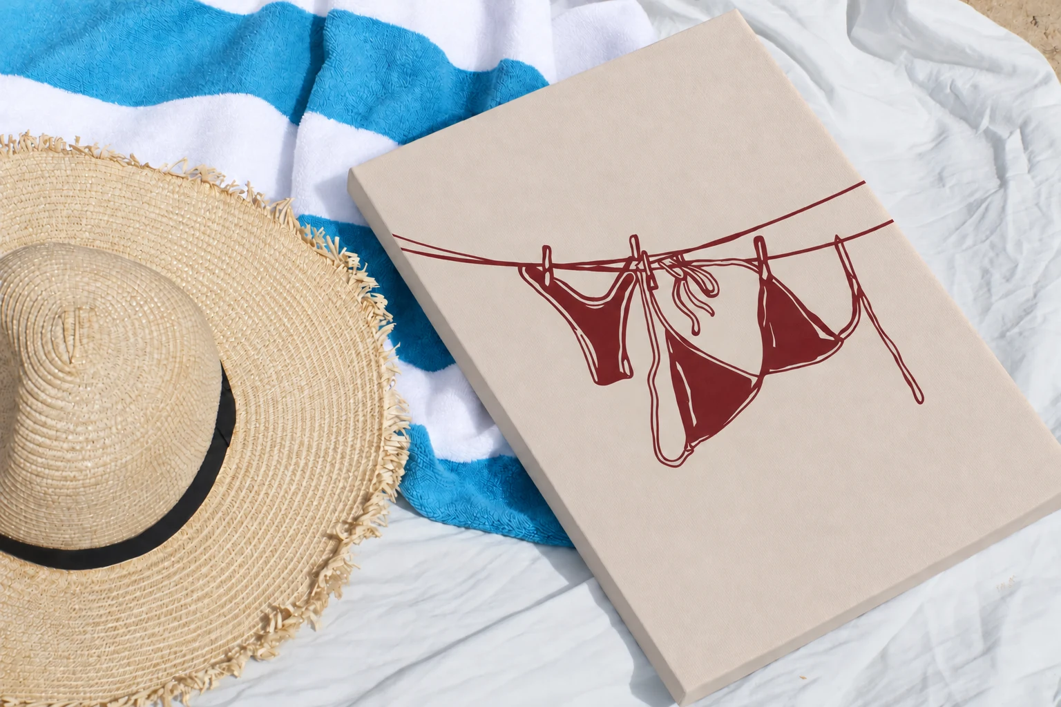 A hand-drawn summer design on a cream canvas